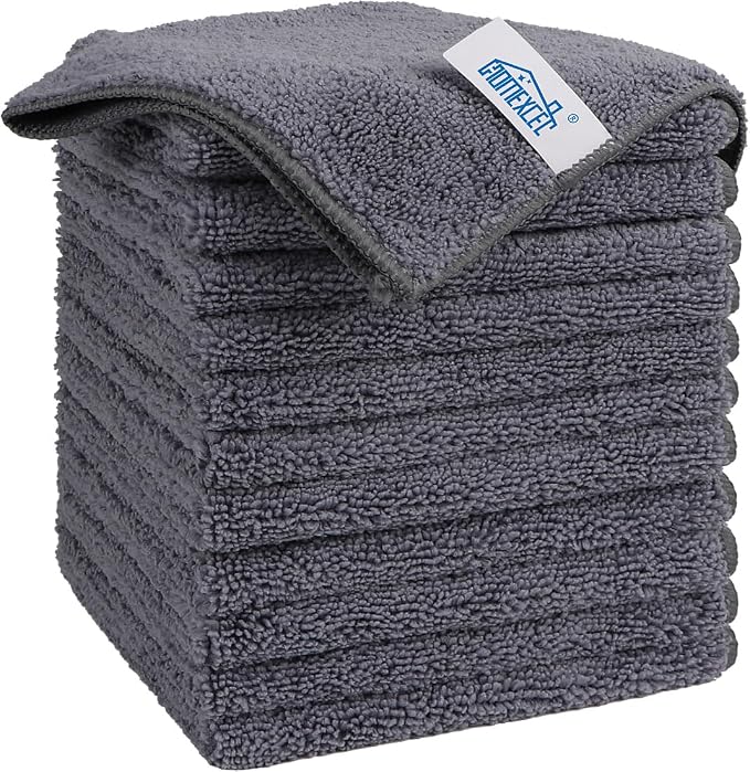 HOMEXCEL Grey Microfiber Cleaning Cloth, 12 Pack Premium Microfiber Towels by HOMEXCEL