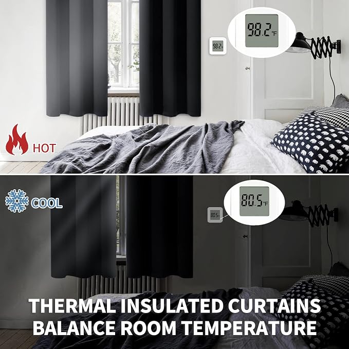 BGment Black Blackout Curtains for Bedroom 52 x 72 Inch Long - Image 3
