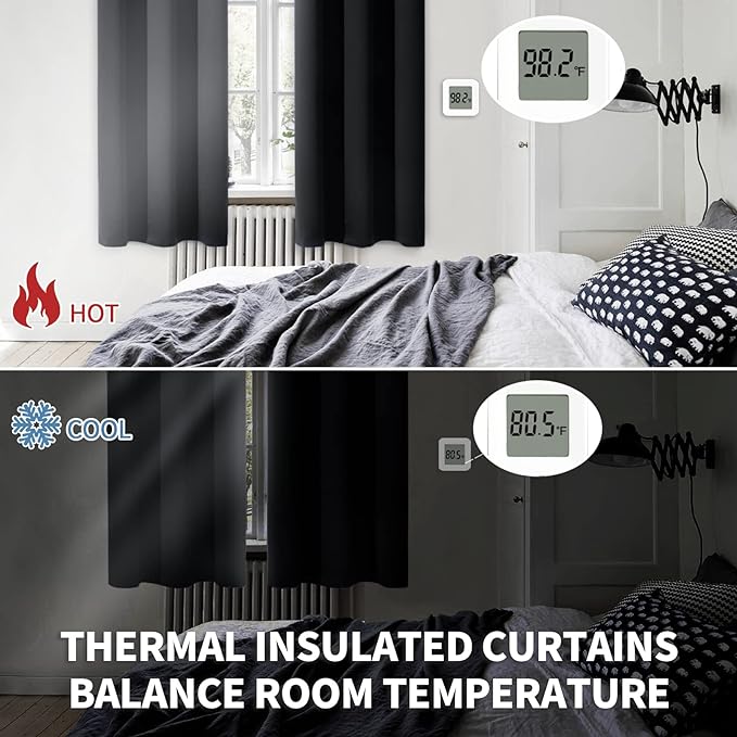 BGment Black Out Thermal Curtains 63 Inch Length - Image 3