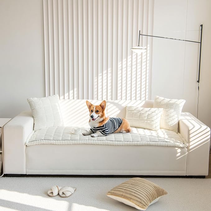 OTOB Couch Cover for Dogs Washable, Non Slip Plush Sofa Covers for 3 Cushion - Image 9