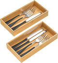 Silverware Tray for Drawer, Stackable Kitchen Bamboo Drawer Organizer 12" x 6" by VeyFey