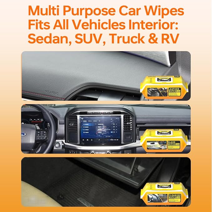 Car Wipes Extra Large 8" x 8" Car Interior Cleaning Wipes Leather Wipes - Image 5