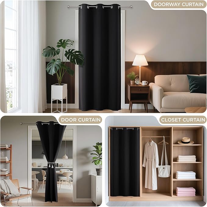 Joydeco Blackout Door Curtain for Doorway Privacy 90 Inches Long, Grommet - Image 4