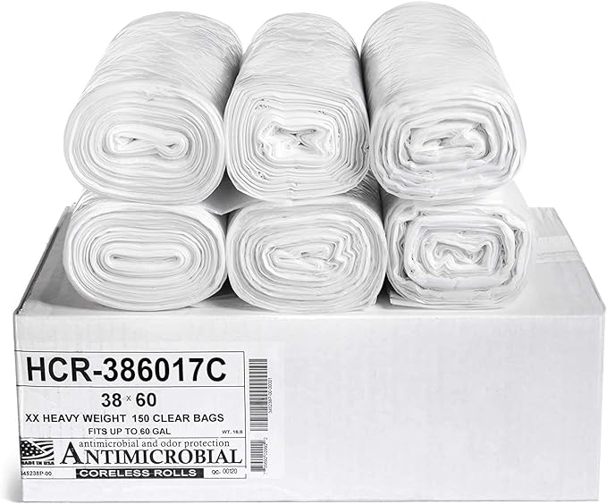 Aluf Plastics High Density Trash Bags, 60 Gallon, 17 Micron, by AlufPlastics