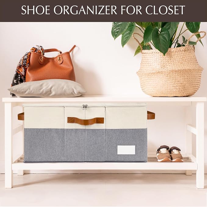 1 Pack Shoe Organizer for Closet, Adjustable Shoe Box Storage Containers - Image 5