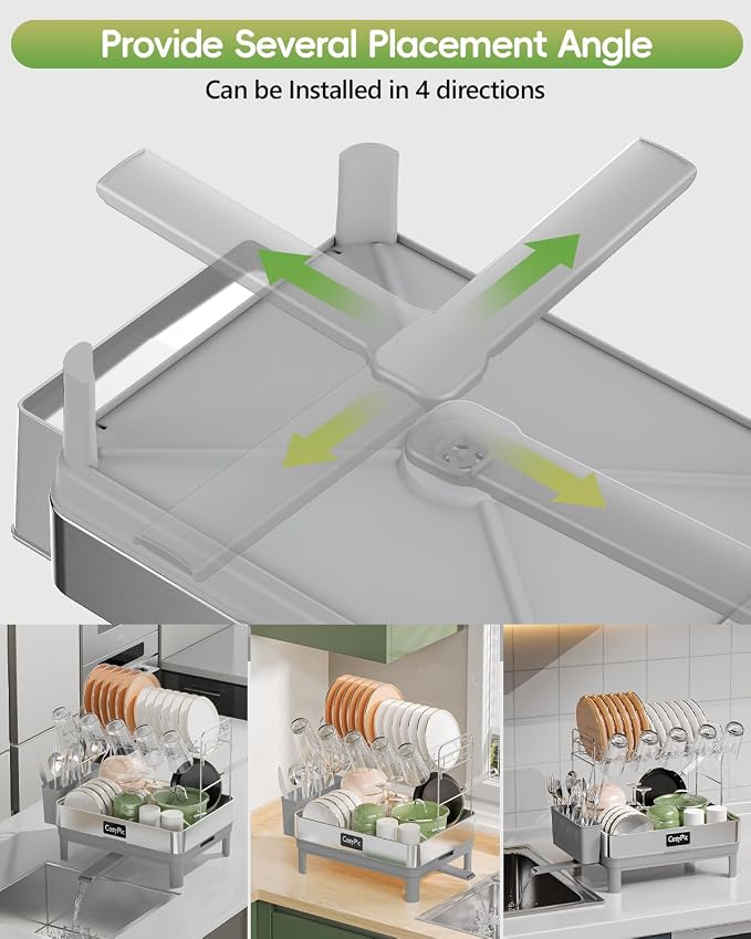 2 Tier Dish Drying Rack, Thicker Premium 304 Stainless Steel Dish Racks - Image 4