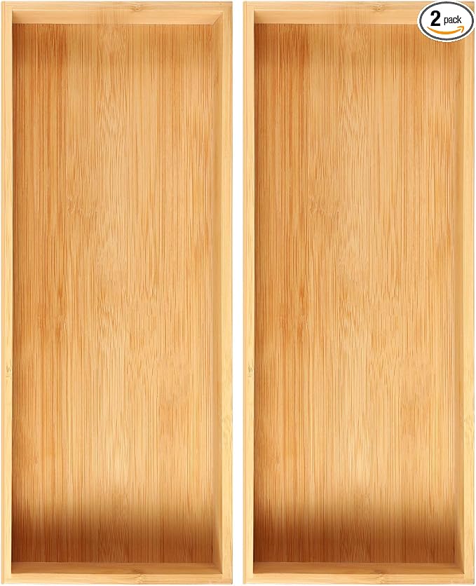 Fabsome Kitchen Utensil Drawer Organizer, Bamboo Silverware Cutlery Flatware by Fabsome