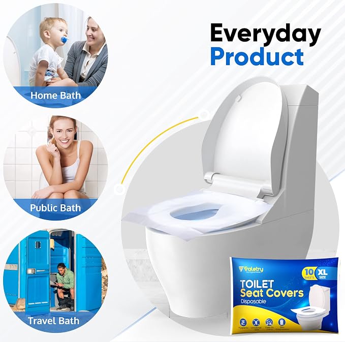 Toilet Seat Covers Disposable Flushable Travel Pack of 50 XL-Disposable Toilet - Image 7