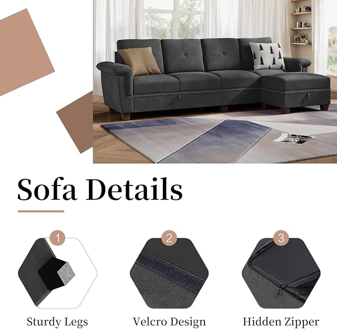 JAMFLY 108" Modular Sectional Sofa - Image 6