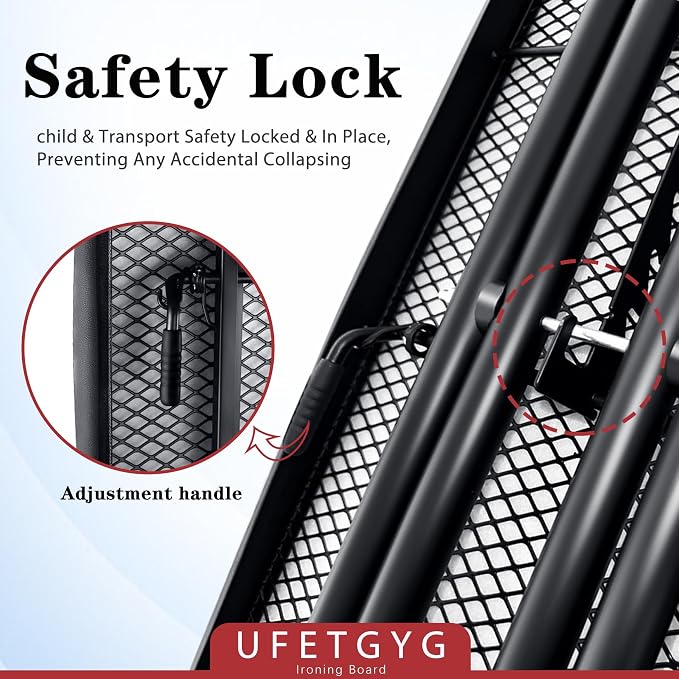 Ironing Board, Metal Panel Iron Board |43" X 13" W/with Iron Rest | Full Metal - Image 5