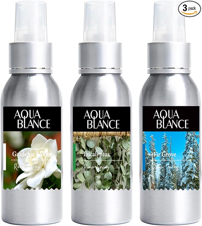 Fragrant Room Spray, Fir Grove, Eucalyptus Leaves, Gardenia Bloom, 3 x 3.4 fl oz by AQUABLANCE