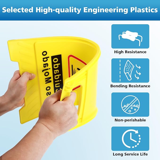 4-Pack Caution Wet Floor Sign, 17.5" Height, Bright Yellow Double-Sided Folding - Image 2