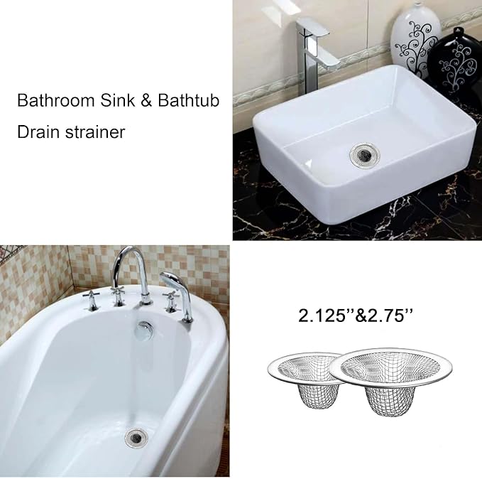 14PCS Drain Mesh Basket, 2.125'' & 2.75" Bathroom Mesh Sink Drain Strainer - Image 5