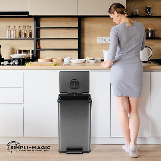 SIMPLI-MAGIC 13.2 Gallon Step Trash Can – Kitchen Garbage Can - Image 7