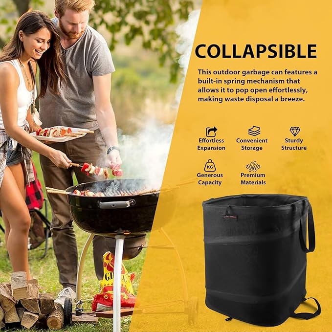 YUDI & GARDEN 19 Gallon Square Collapsible Yard Waste Bin｜Collapsible Trash - Image 4