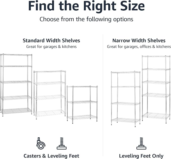 Amazon Basics 4-Shelf Adjustable, Storage Shelving Unit, Steel Organizer Wire - Image 4