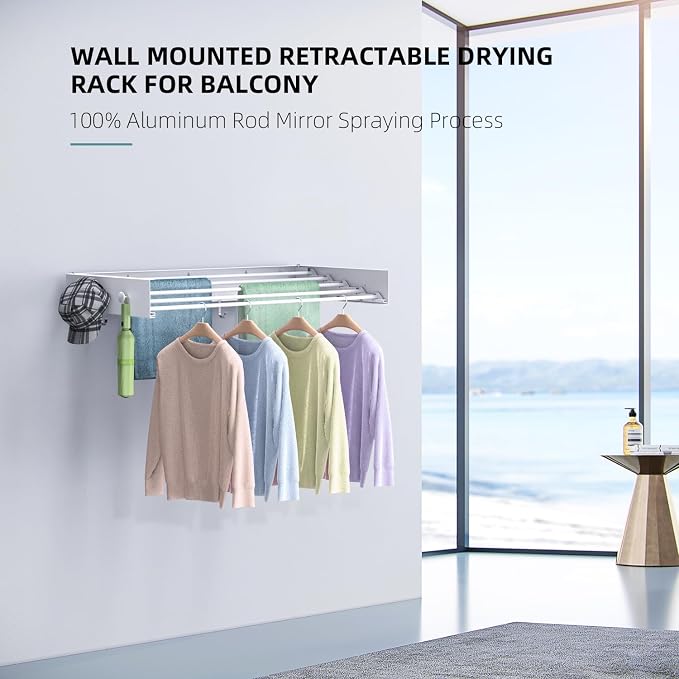 Drying Rack Clothing, Clothes Drying Rack Wall Mounted, Laundry Drying Rack - Image 6