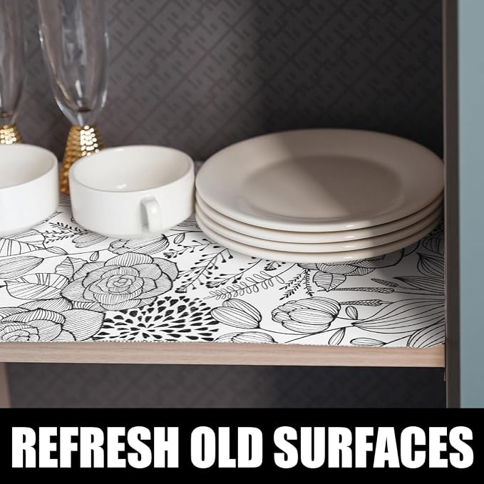 Floral Drawer and Shelf Liner for Kitchen 16IN x 20FT, Non-Adhesive and Strong - Image 3
