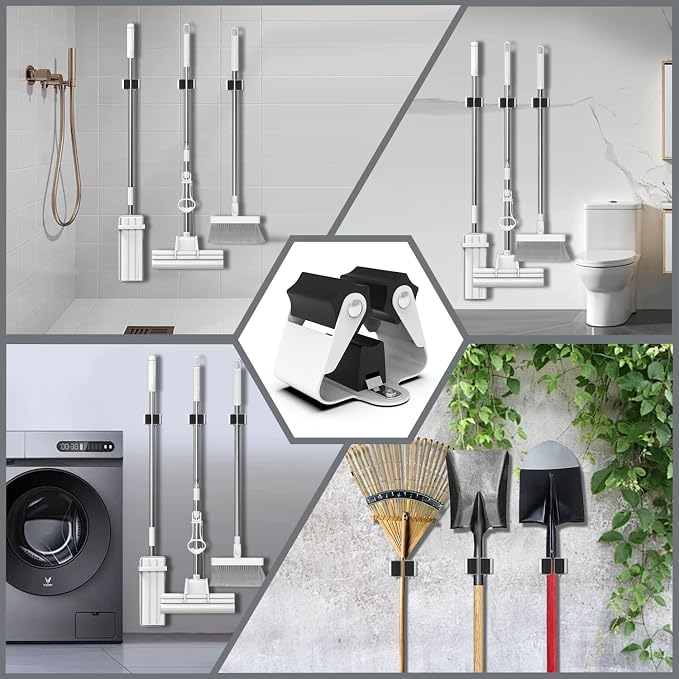 3-H Broom Hanger, Mop Holder Wall Mount 30 Pack, Broom Holder Wall Mount - Image 4