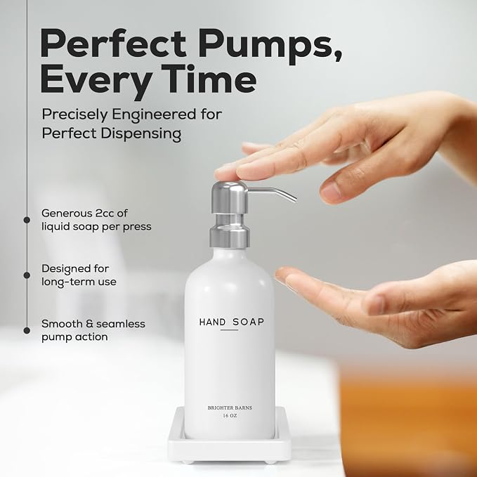 White Glass Hand and Dish Soap Dispenser Set by Brighter Barns - Image 4