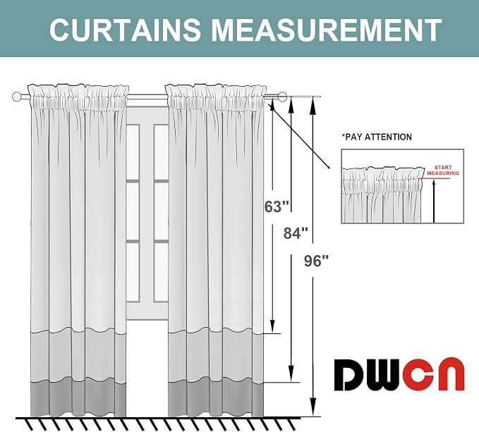 DWCN Bedroom Blackout Curtains 70 x 63 Inches Length 2 Panels Set, Solid - Image 8