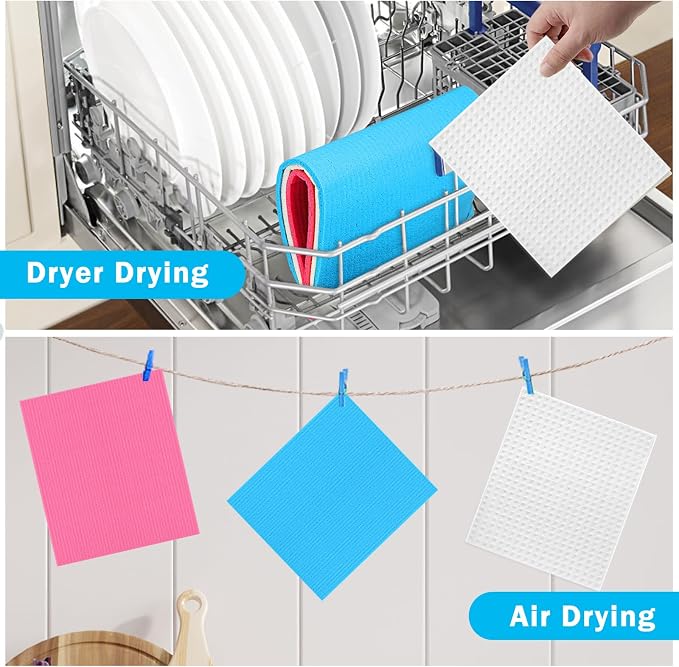 HOMEXCEL Swedish Dishcloths for Kitchen, 20 Pack Reusable Sponge Dish Cloth for - Image 7