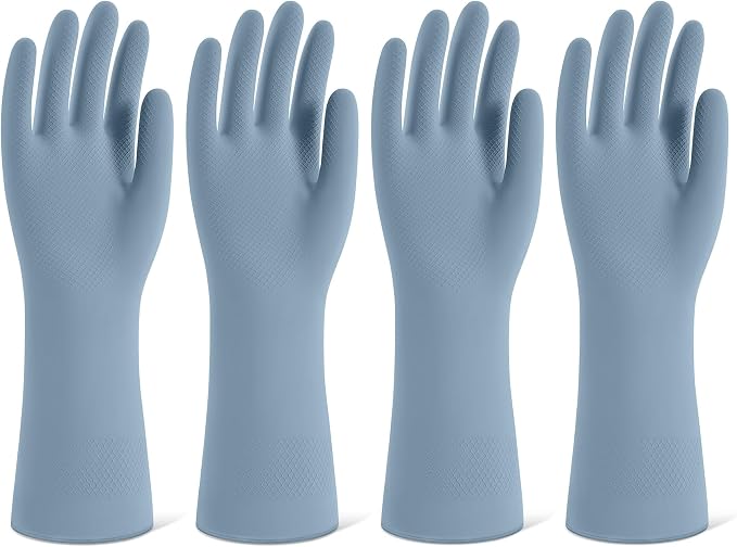 Rubber Cleaning Gloves for Dishwashing, 4 Pairs Reusable Kitchen Gloves for by Unknown