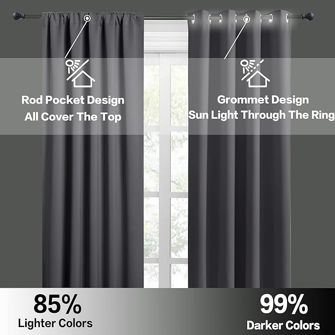 RYB HOME Short Curtains for Living Room Blackout Portable Blinds Shades for - Image 5