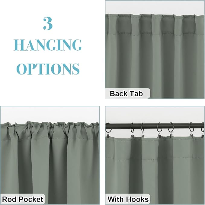 RYB HOME Short Blackout Curtains& Drapes, Room Darkening Drapery Thermal - Image 6