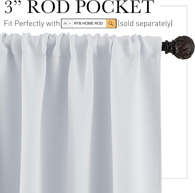 RYB HOME Blackout Curtains 84 inches Long 2 Panels Set - Image 3