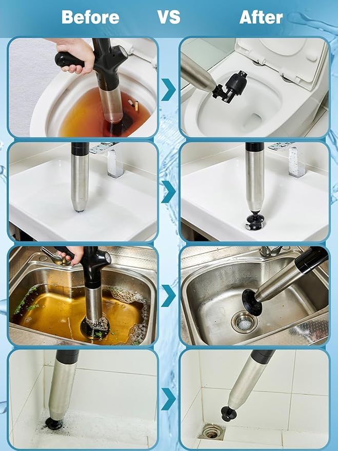 Toilet Plunger Drain Clog Remover Tool, High-Pressure Drain Snake Sink Plunger - Image 6