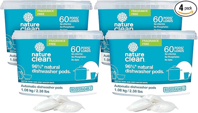 Nature Clean All Natural Dishwasher Pods, Plant-Based Non-Toxic Dishwasher by NatureClean
