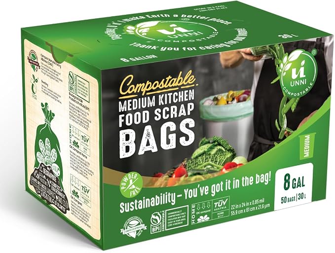 UNNI Compostable Trash Bags, 8 Gallon / 30 Liter, Extra Thick 0.85 mil Medium - Image 6