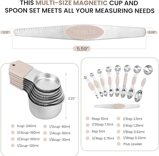 Magnetic Measuring Cups and Spoons Set-Heavy Duty 304 Stainless Steel，Double - Image 6