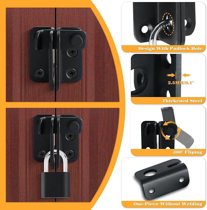 Alise Flip Latch Gate Latches Slide Bolt Latch Safety Door Lock Catch - Image 3