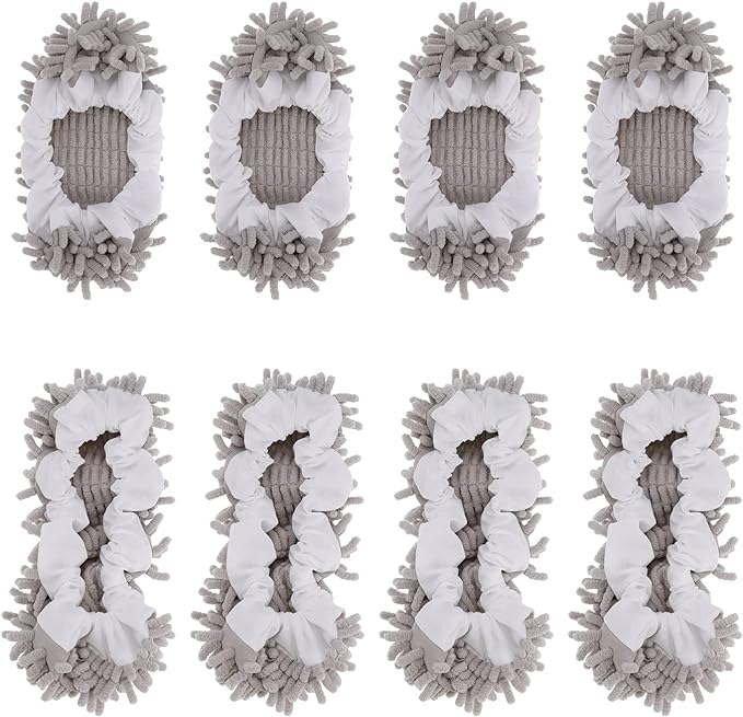 8 Pcs Mop Slippers Socks Floor Cleaning, Microfiber Shoe Covers dust Washable by WellMall
