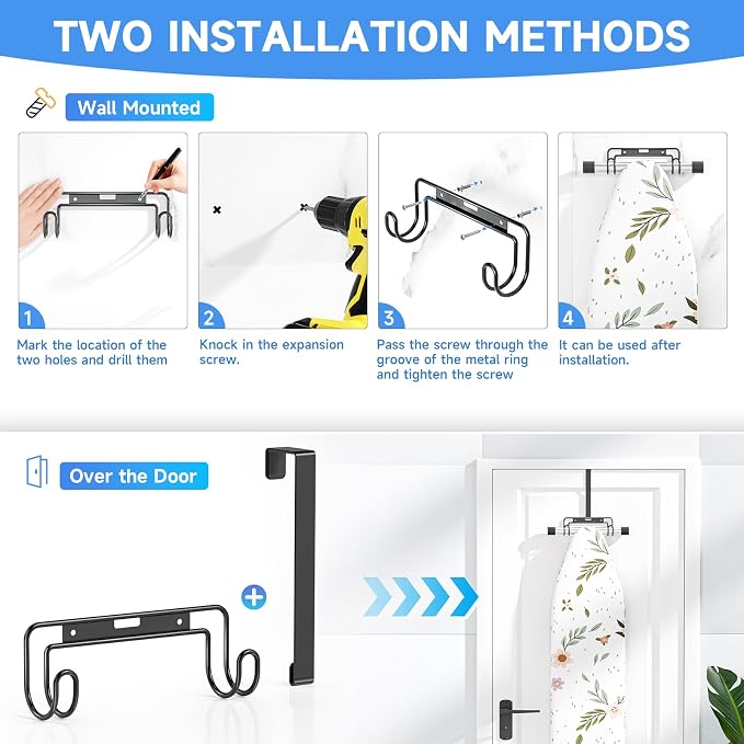 Over The Door & Wall Mount Ironing Board Hanger - Image 8