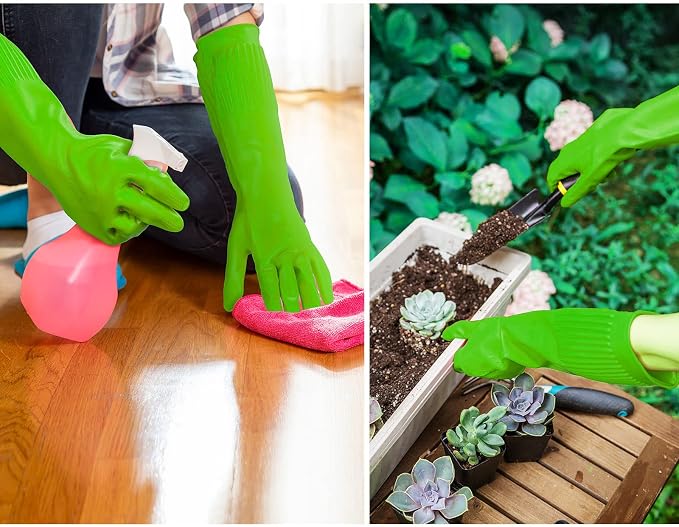 Vgo 2-Pairs Dishwashing Gloves, Reusable Household Gloves, Long Sleeve - Image 6