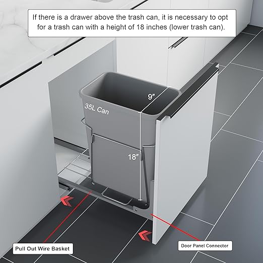 Dowell B15 Aluminum Base Wastebasket Pullout - Image 5