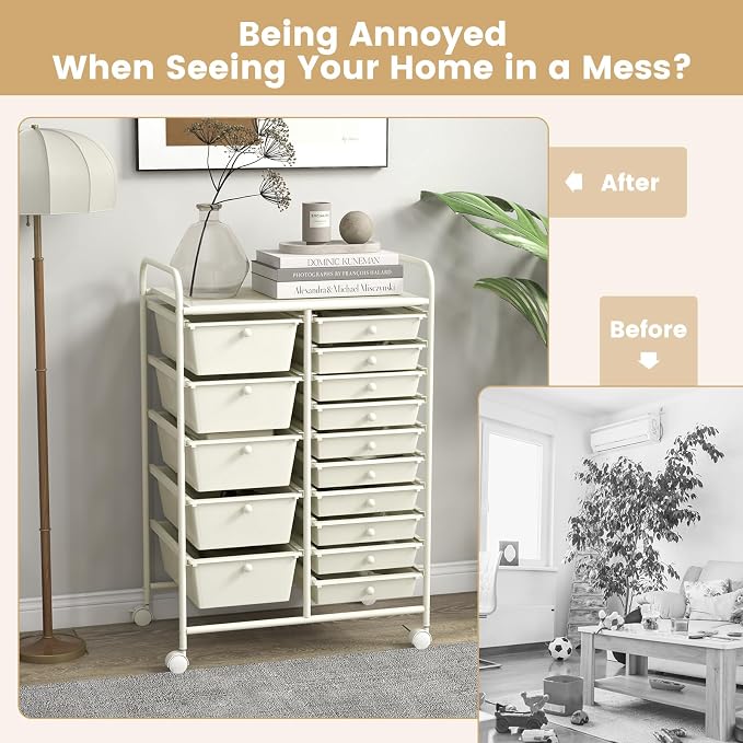 GOFLAME 15-Drawer Rolling Storage Cart, Utility Cart - Image 7