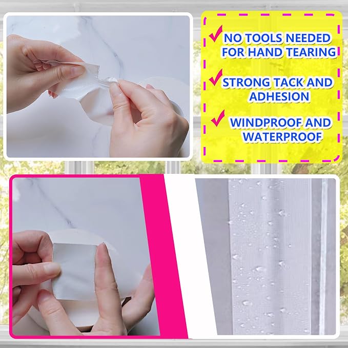 White Window Weather Sealing Tape 2Inch X 65Ft, Window AC Seal Air Conditioner - Image 2