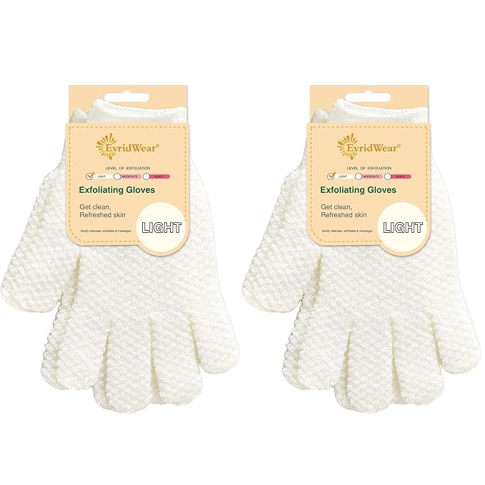 Evridwear Exfoliating Gloves for Shower, 100% Nylon Thick Soft Medium Heavy by Evridwear
