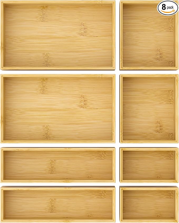 Bathroom Drawer Organizer Trays, Bamboo Silverware Drawer Organizer Kitchen by Greatseas