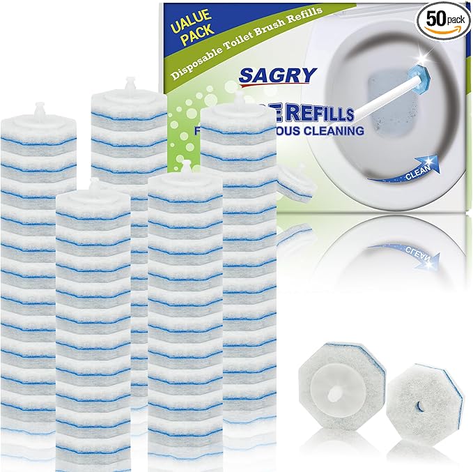 50 Counts Disposable Toilet Bowl Wand Refills, 5X Cleaning Power Toilet Cleaner by Sagry