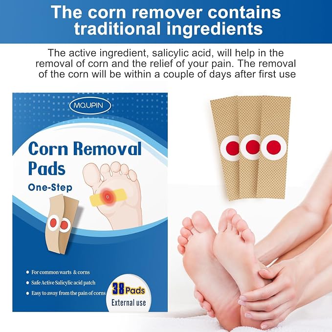 38 Count Corn Removal Pads for Feet and Toe, Corn Plasters Feet Remover for - Image 3