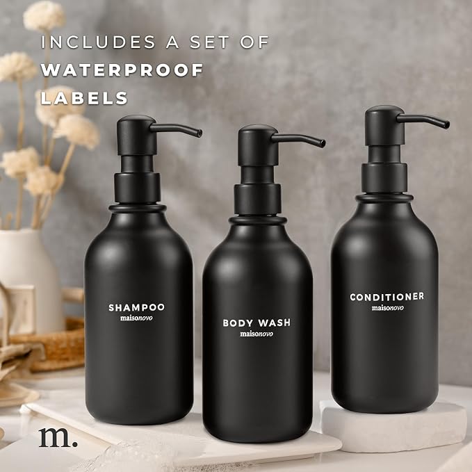 MaisoNovo Refillable Shampoo and Conditioner Bottles | 16.9 fl oz Set of 3 - Image 6