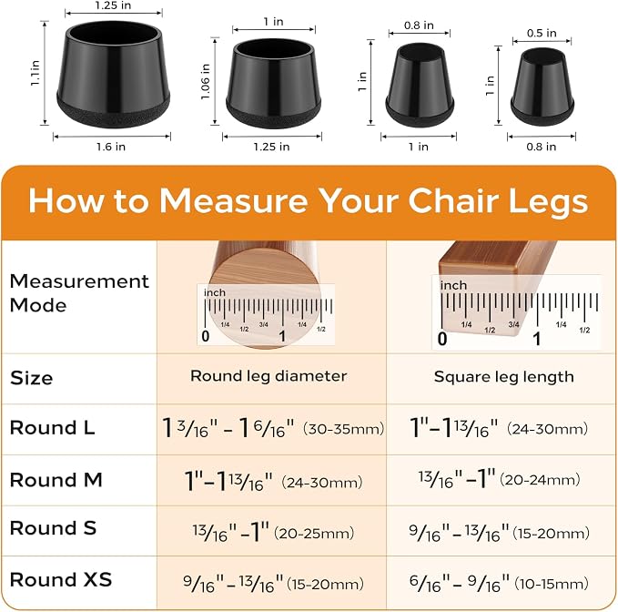 24 PCS Silicone & Felt Chair Leg Floor Protectors - Image 2