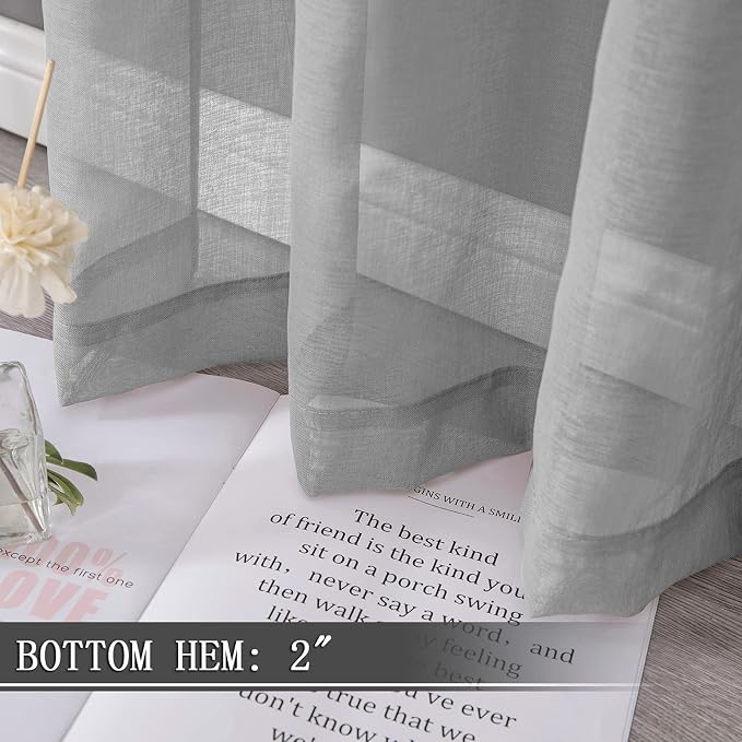 Tollpiz Sheer Curtain Linen Textured Living Room Curtains Sheer Light Filtering - Image 4