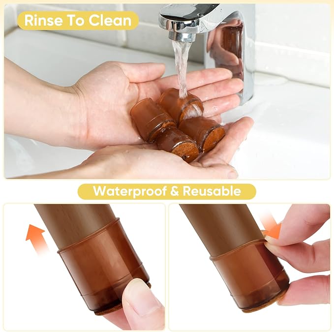 BALEINE 32 Pack Silicone Chair Leg Floor Protectors, Stool Leg Protectors Cap - Image 7