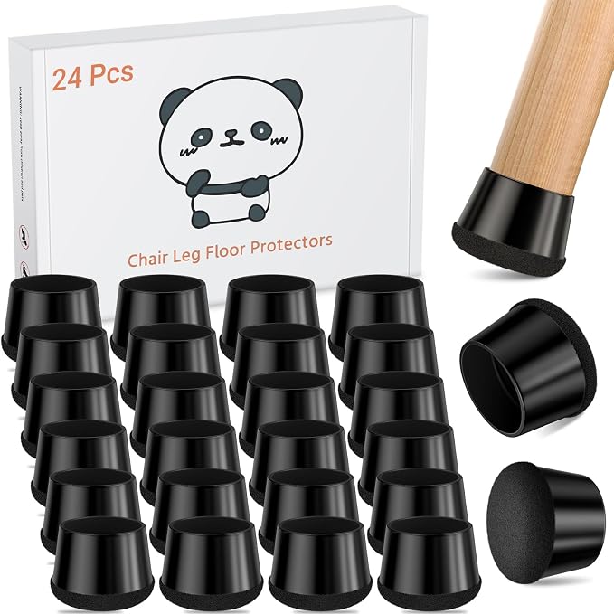 Meldel 24 PCS Silicone Chair Leg Floor Protectors Large Rubber Felt Furniture by Meldel